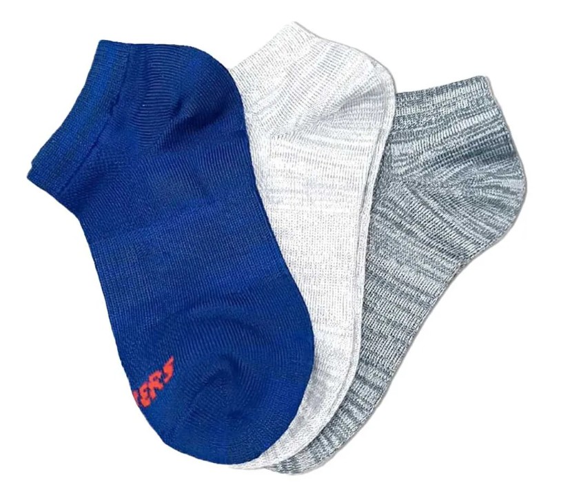 Skechers - Boy's Non Terry Low Cut Socks - Blue/Grey - Pack of 3