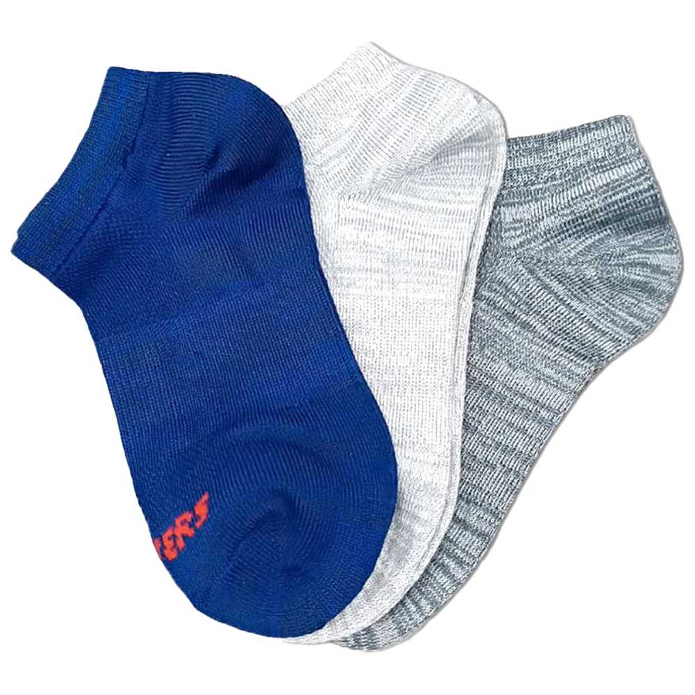 سكيتشرز – جوارب قصيرة بدون بطانة للأولاد – أزرق/رمادي – عدد 3