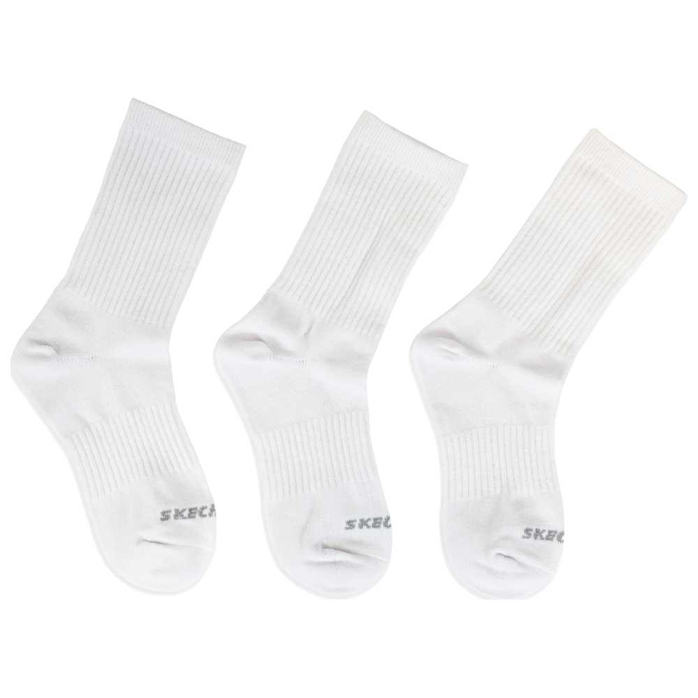 Skechers - Unisex Non Terry Arch Support Socks - White - Pack of 3