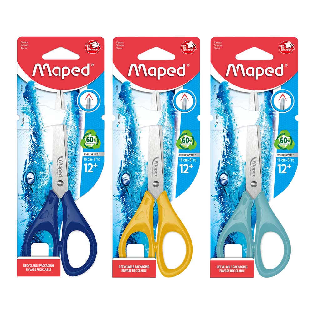Maped - Pulse 16cm Try Me Scissors - Color May Vary - 1 Pc