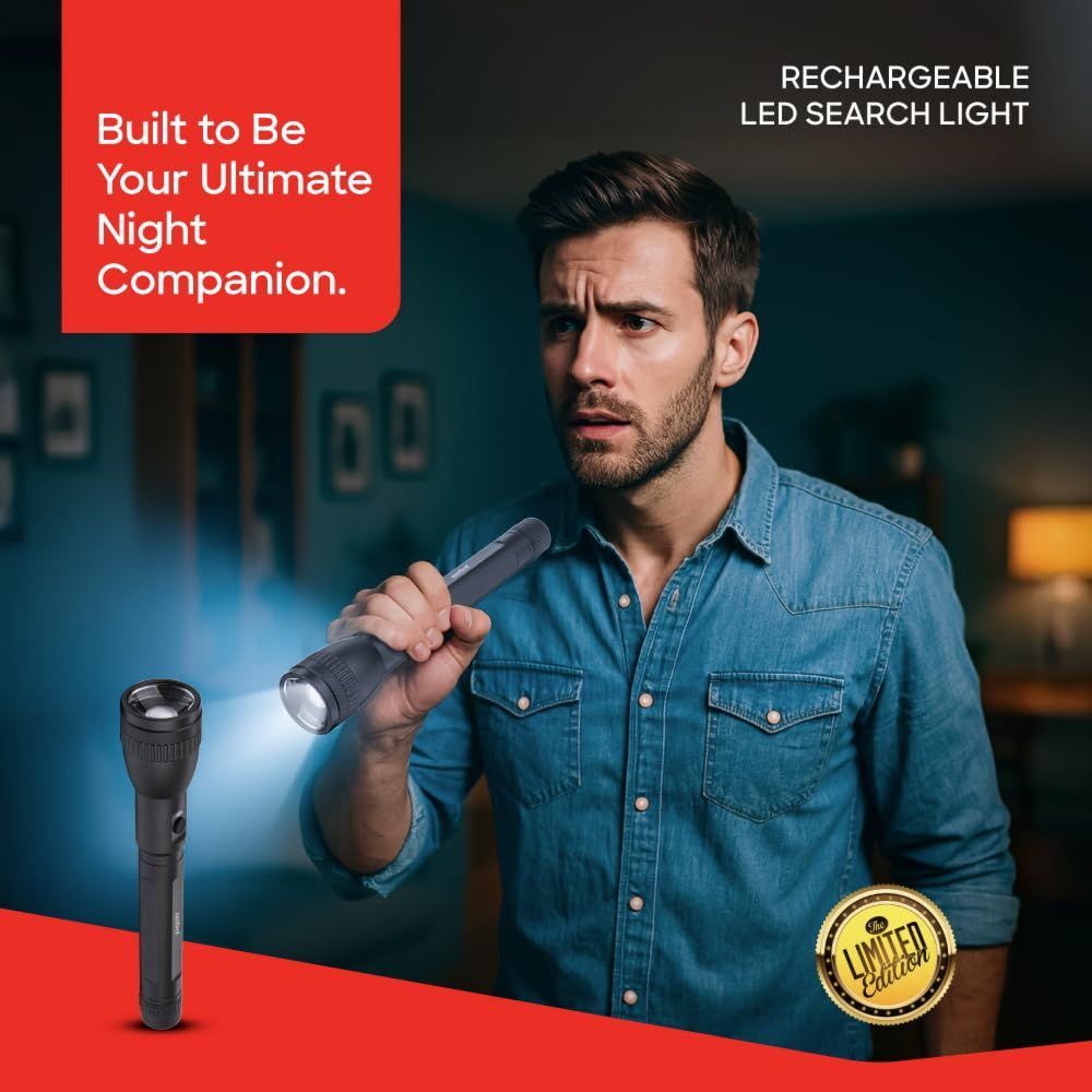 سانفورد - كشاف LED قابل لإعادة الشحن - أسود