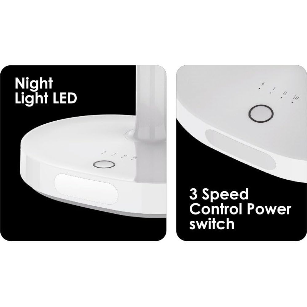 سانفورد - مروحة طاولة متعددة الوظائف مع أضواء LED - بيضاء