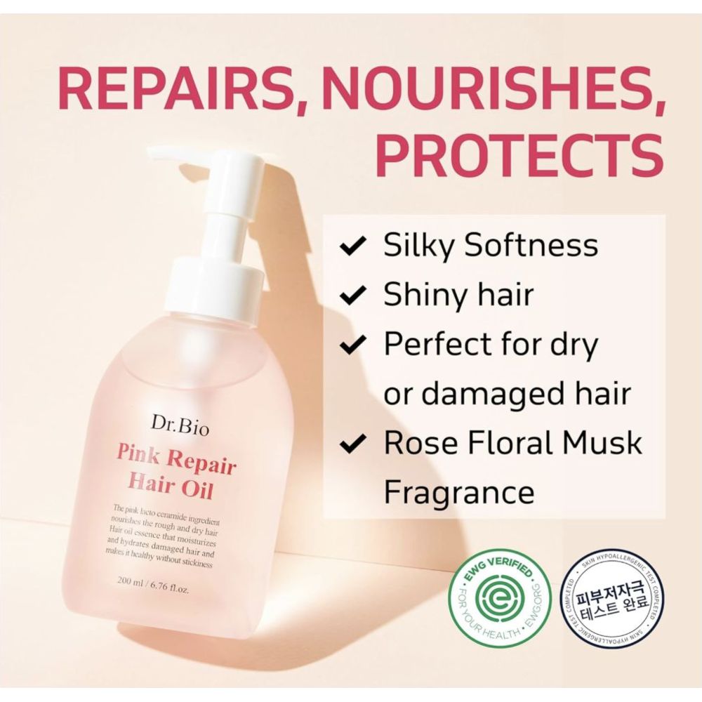 دكتور بيو - زيت إصلاح الشعر الوردي - 200 مل
