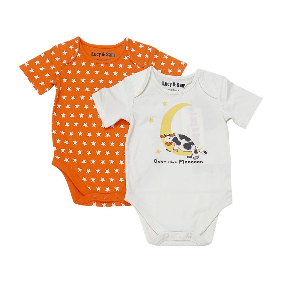 لوسي آند سام - طقم مواليد تبان (بربتوز) - نجمة اليقطين - برتقالي - عدد 2 