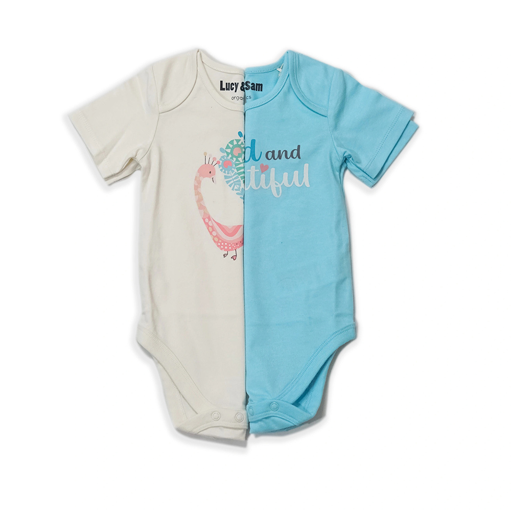 Lucy & Sam - 2pc-Set - Baby Boy's Bold And Beautiful Bodysuit - Blue