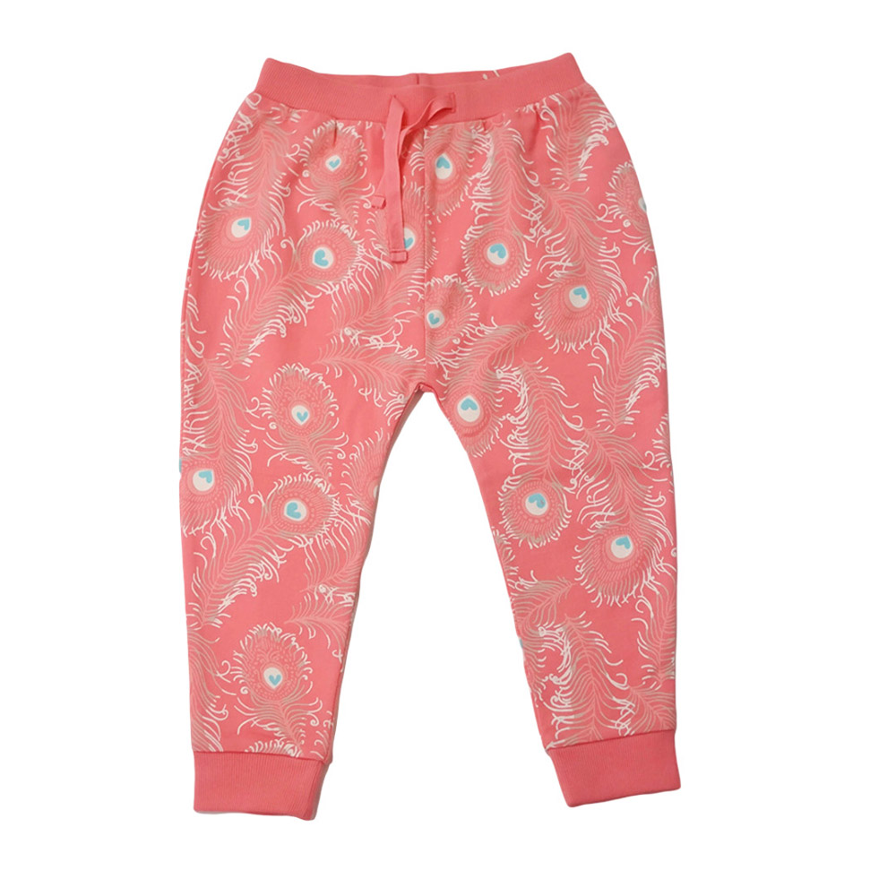 Lucy & Sam - Girl's Peacock Harem Joggers - Pink