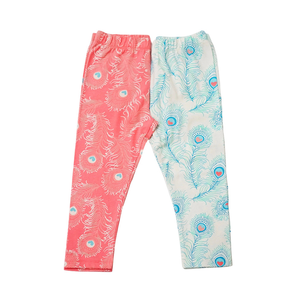 Lucy & Sam - 2pc-Set - Girl's Peacock Harem Leggings - Pink