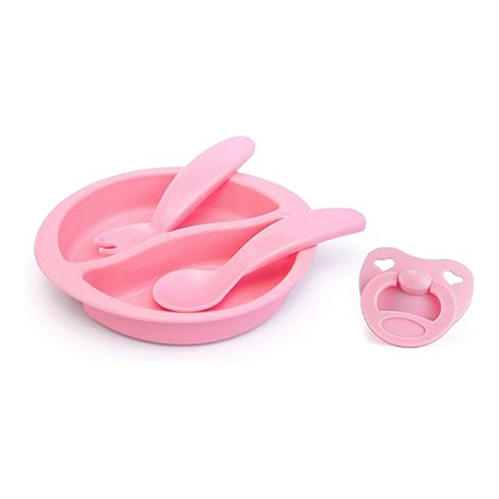 باير - عربة أطفال سمارتي بيبي دول مع لهاية ومجموعة تغذية - وردي - مجموعة من 11 قطعة