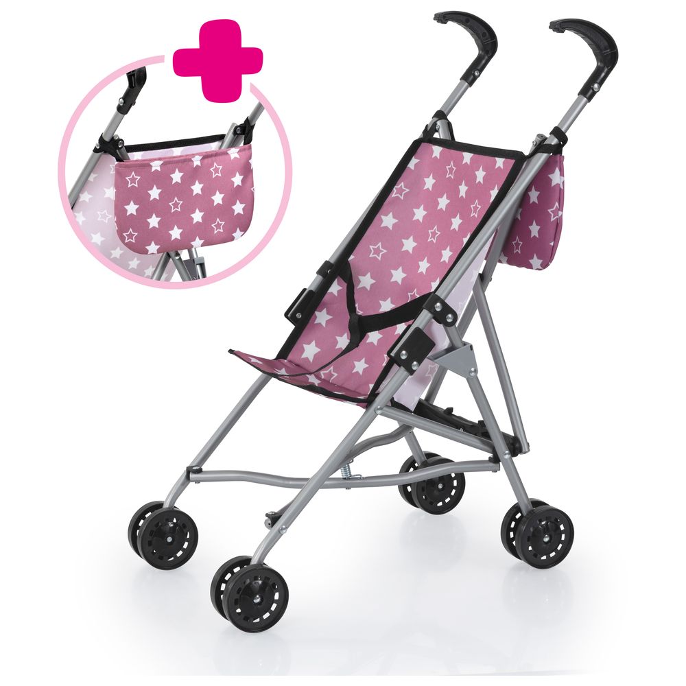 Bayer - Baby Doll Buggy Set With Bag - Pink Stars - 46 cm