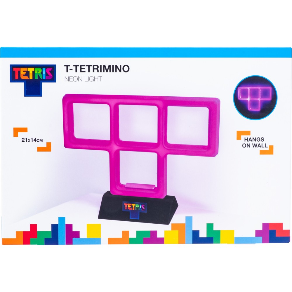 Tetris - T-Tetrimino Neon Light - Purple - 21 x 14 cm
