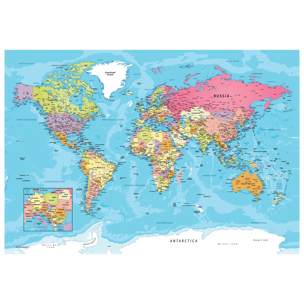 ألعاب يوروغرافيكس - مجموعة أحجية خريطة العالم في علبة معدنية - 550 قطعة