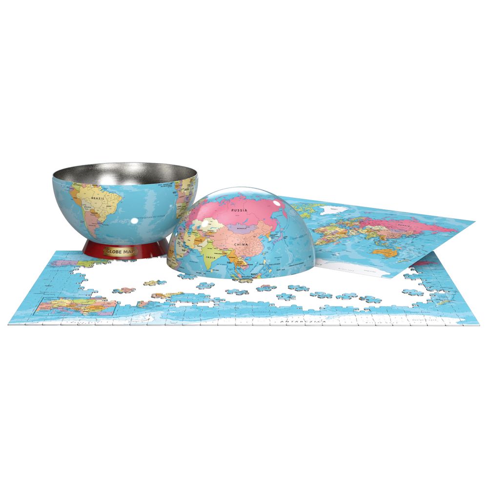 ألعاب يوروغرافيكس - مجموعة أحجية خريطة العالم في علبة معدنية - 550 قطعة