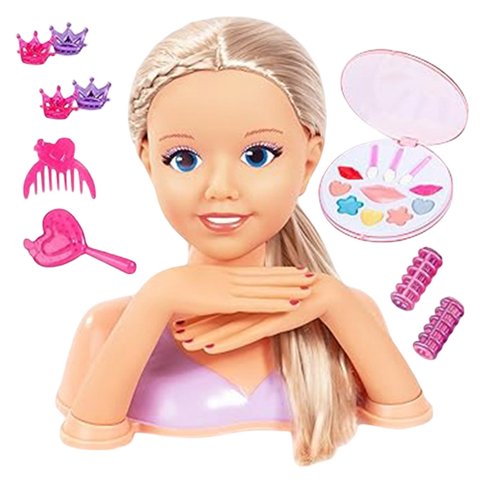 باير - رأس تصفيف الشعر "أميرتي الجميلة" مع ملحقات - 25 سم - طقم من 13 قطعة