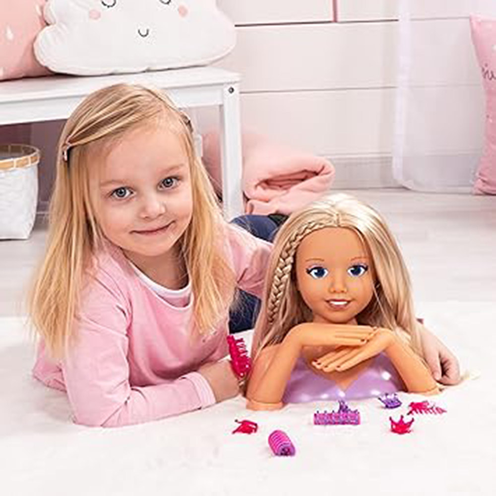 باير - رأس تصفيف الشعر "أميرتي الجميلة" مع ملحقات - 25 سم - طقم من 13 قطعة