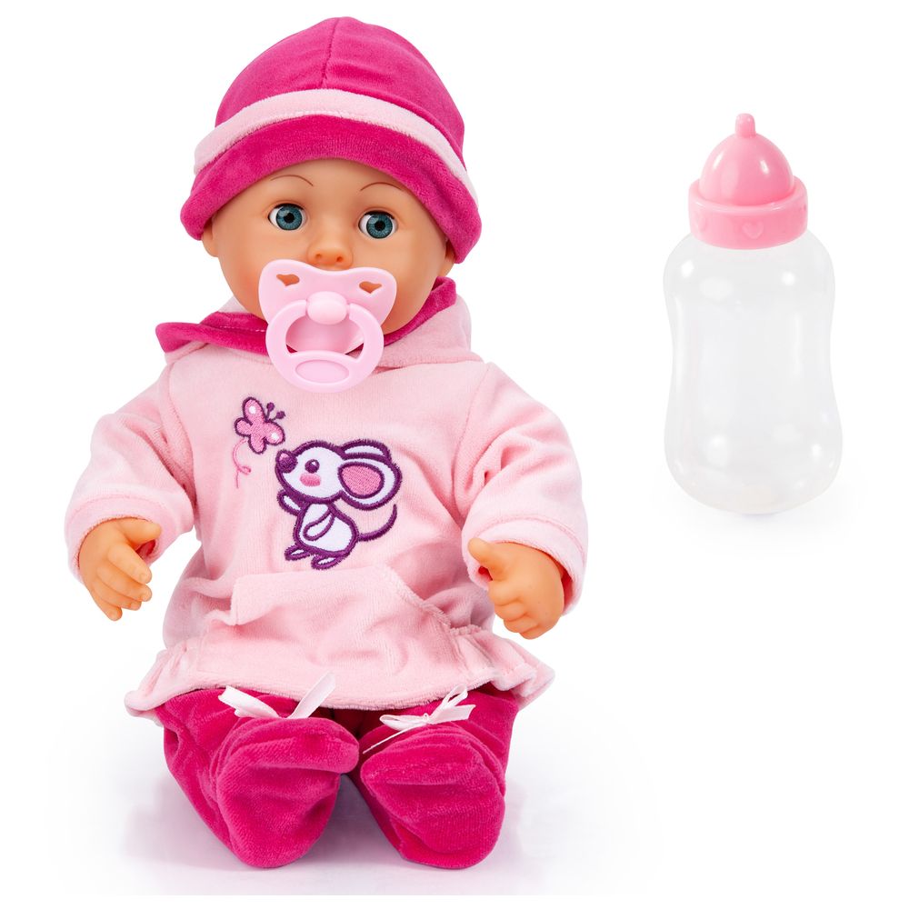 Bayer - Design First Words Baby Doll With Pacifier & Bottle - 38 cm