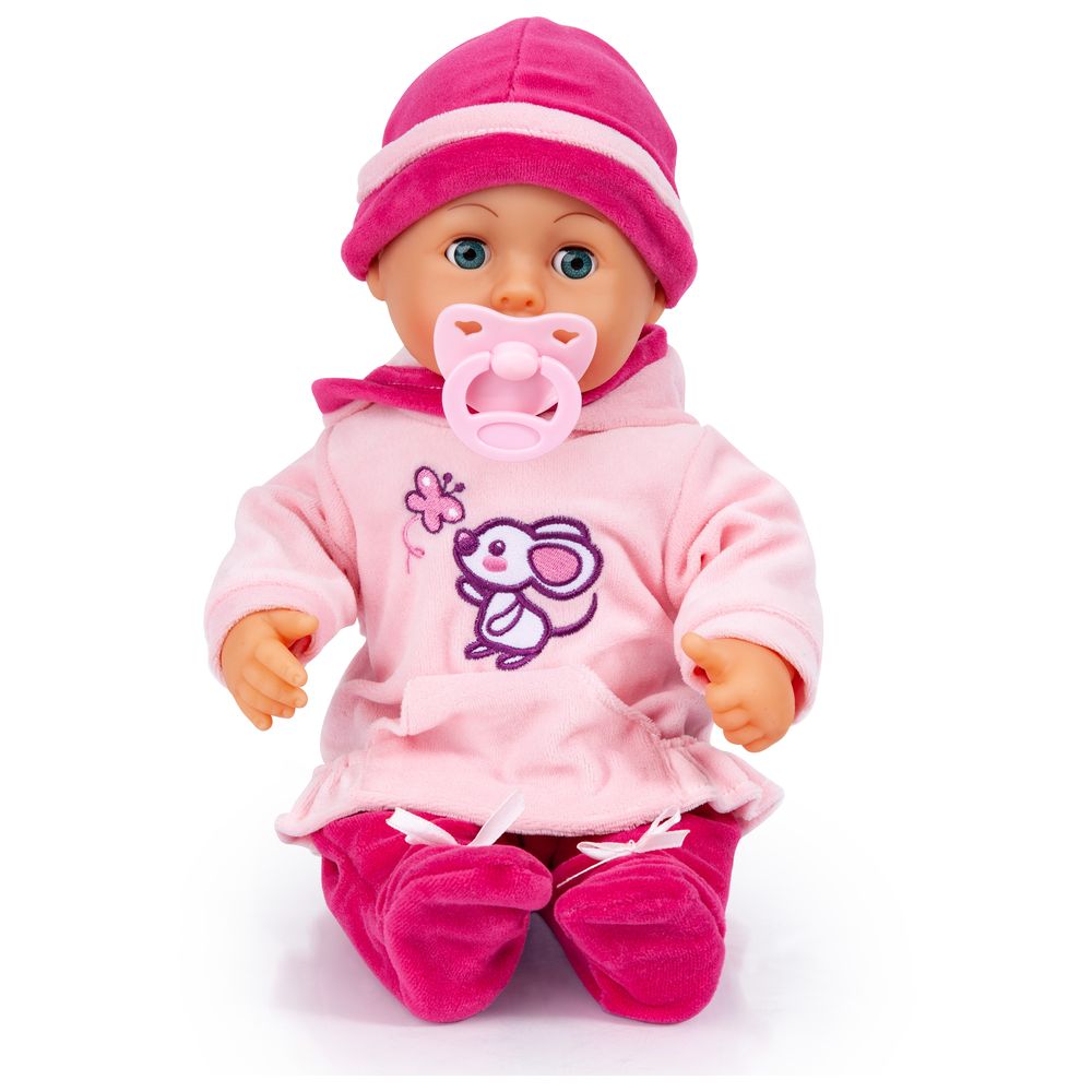 Bayer - Design First Words Baby Doll With Pacifier & Bottle - 38 cm