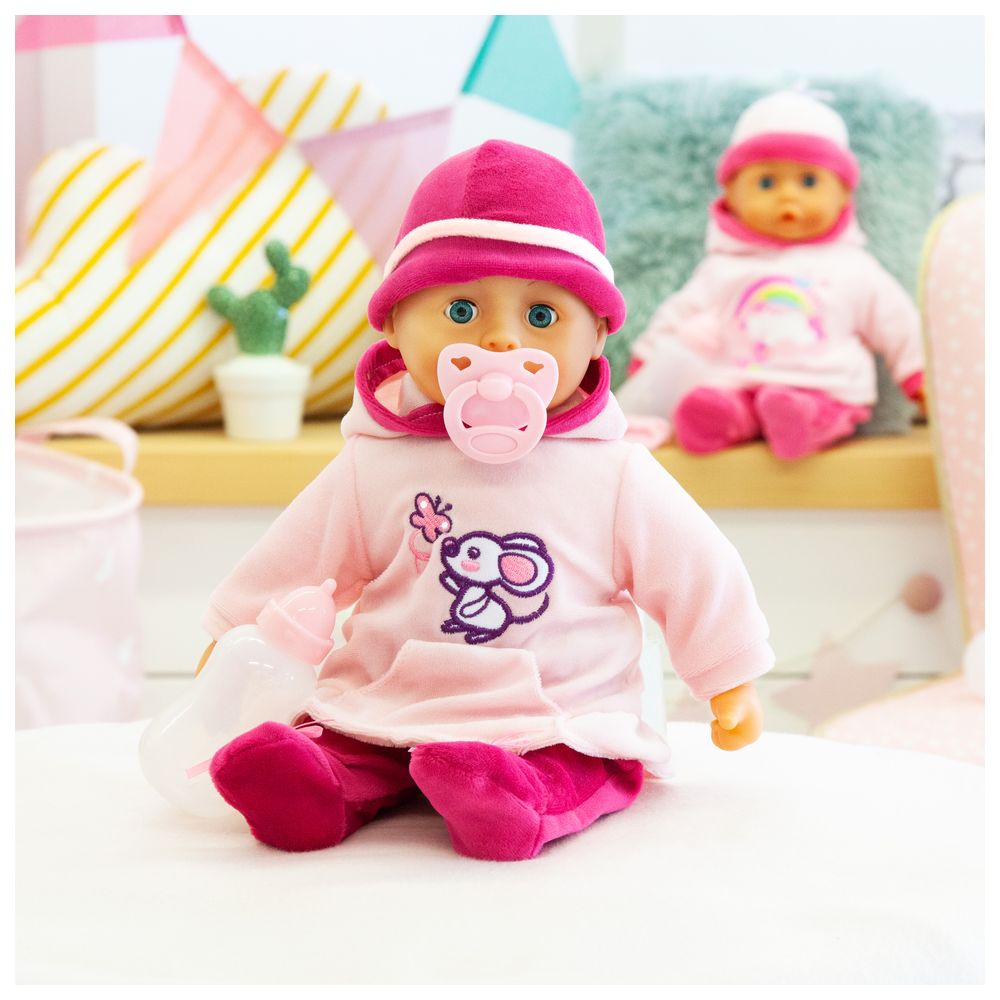 Bayer - Design First Words Baby Doll With Pacifier & Bottle - 38 cm