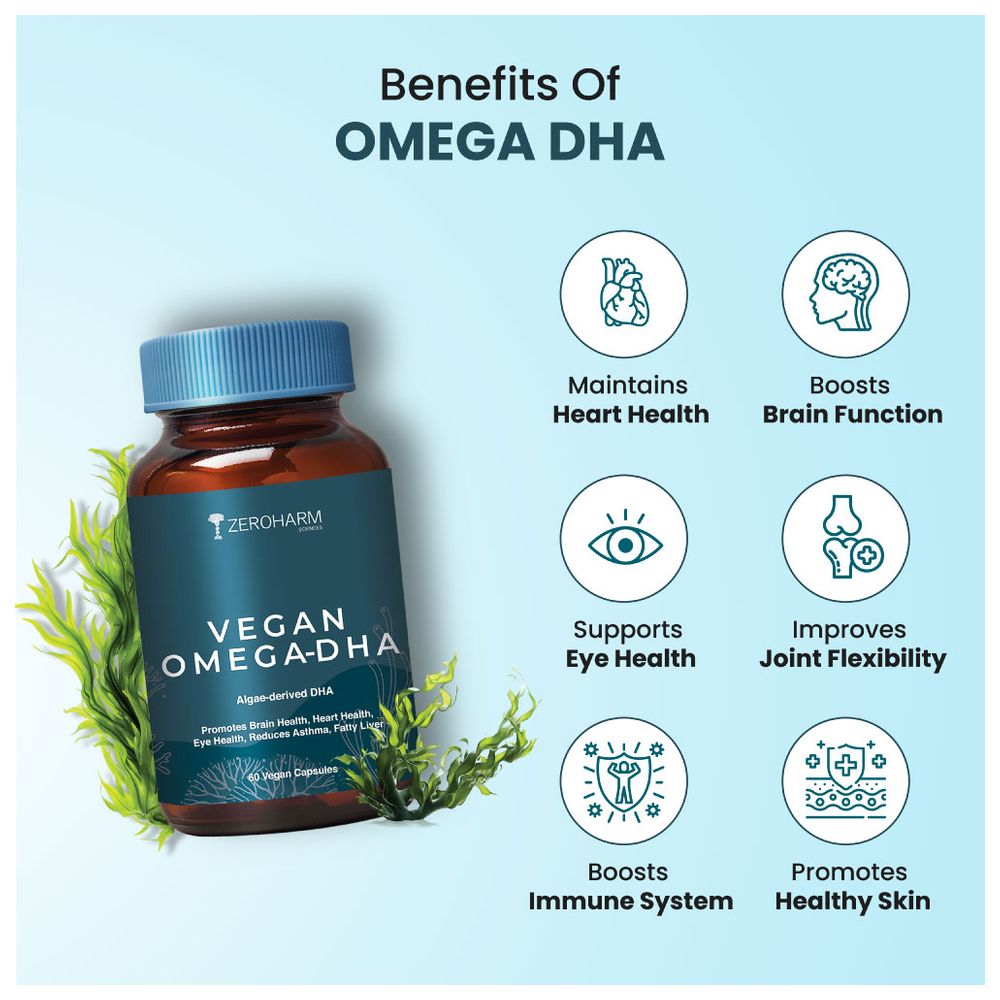 Zeroharm - Vegan Omega EPA + DHA Supplement Capsules - 60 Pcs