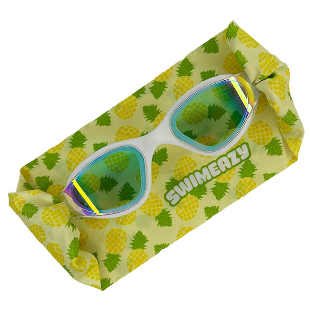 Swimeazy - Pina Pop Headband And White Goggle With Mirror Lenses