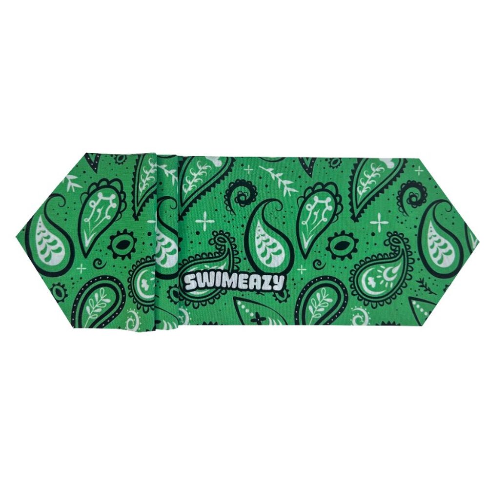 Swimeazy - Green Bandana Headband And White Goggle With Transparent Lenses