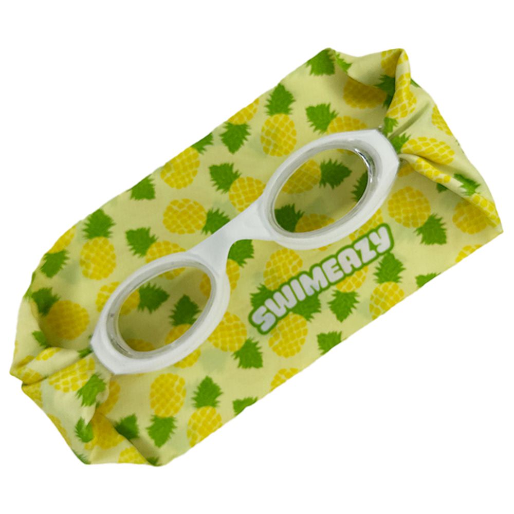 Swimeazy - Pina Pop Headband And White Google With Transparent Lenses