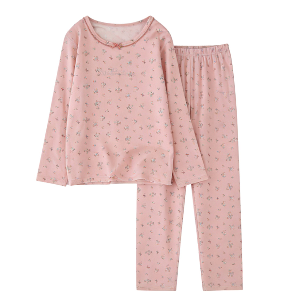 هونغيور - طقم من قطعتين - تيشيرت بأكمام طويلة وبيجامة للبنات من مجموعة روز ستوري