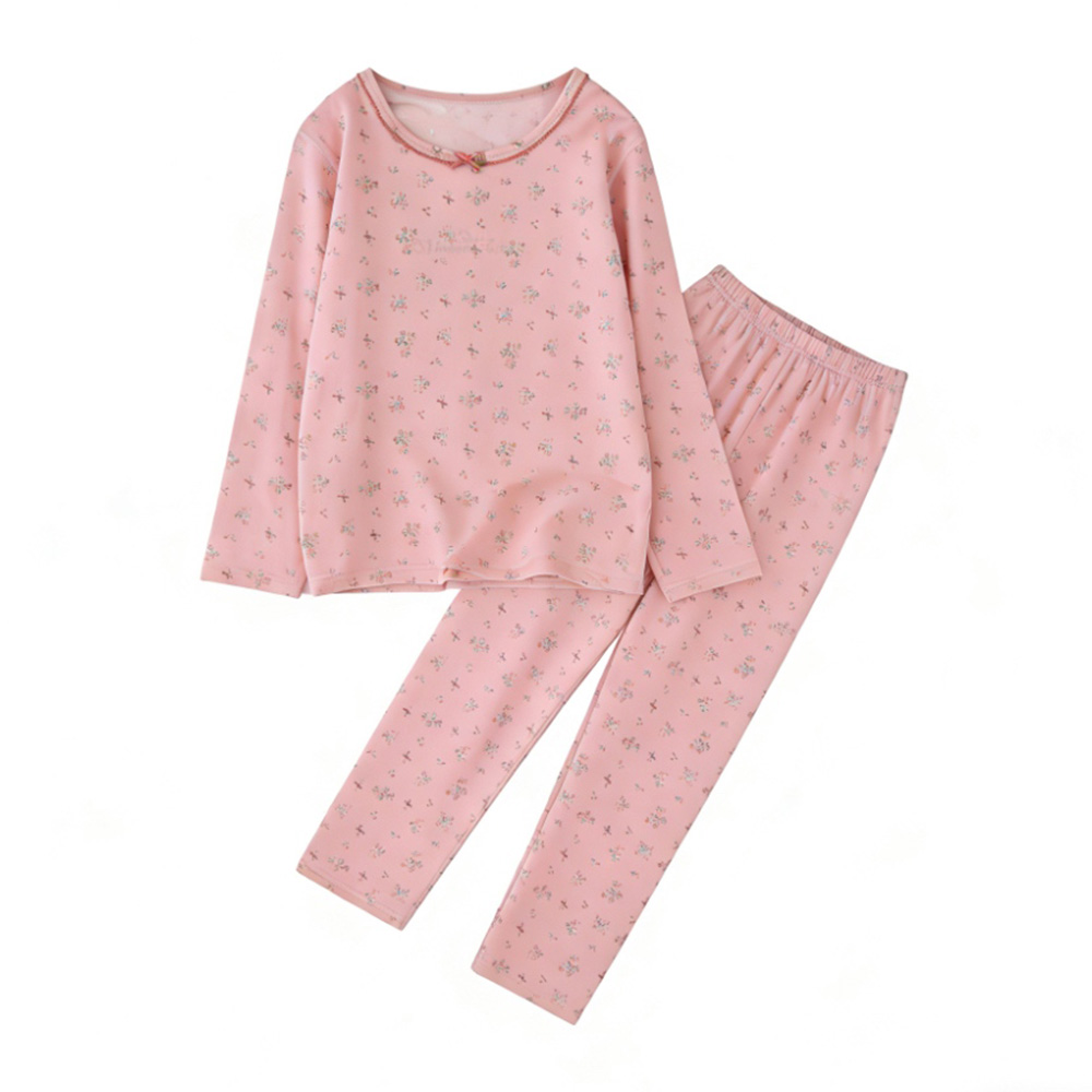 هونغيور - طقم من قطعتين - تيشيرت بأكمام طويلة وبيجامة للبنات من مجموعة روز ستوري