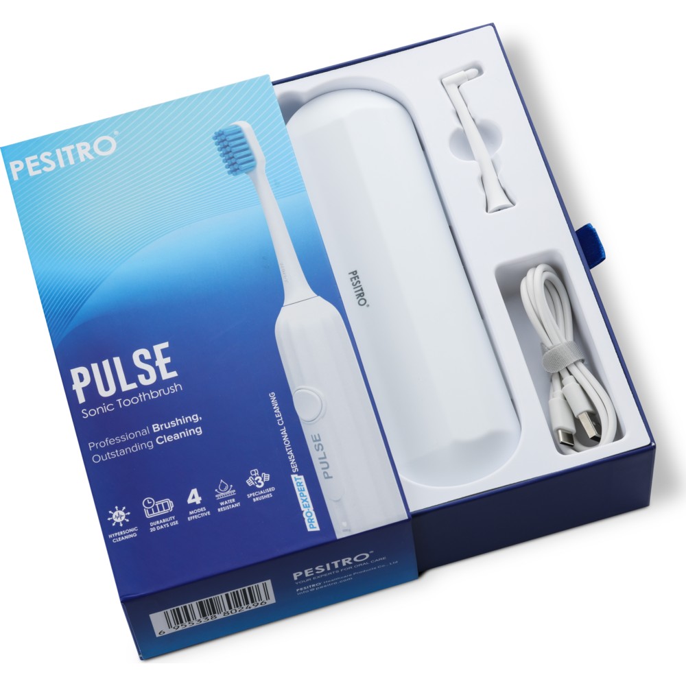 فرشاة أسنان بيسترو - نبضات صوتية - بيضاء