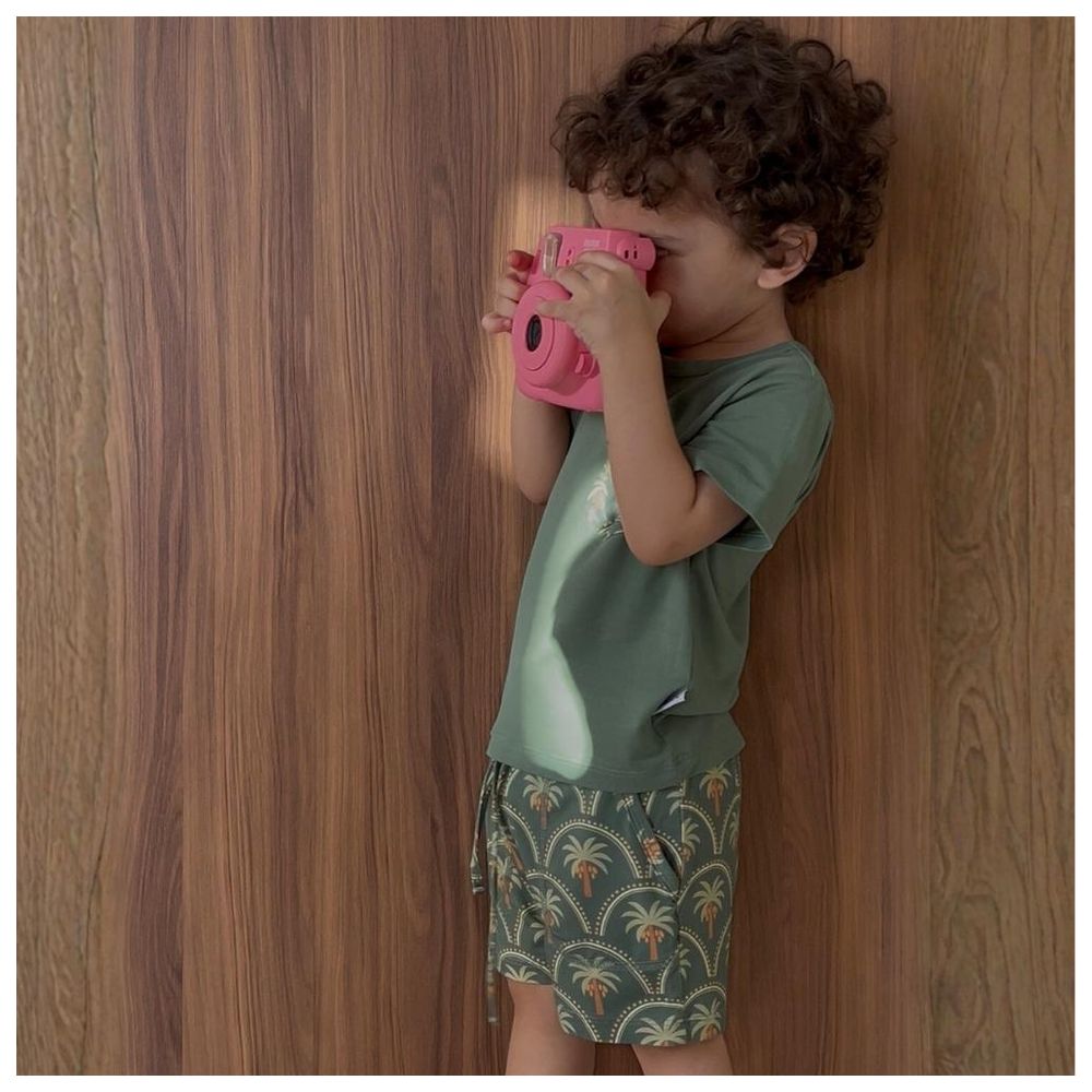 Howar Palm Short And T-Shirt Set - Green