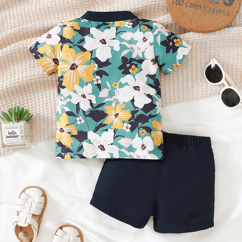 Brownbark - 2pc-Set - Baby Boy's Floral Printed T-Shirt And Shorts
