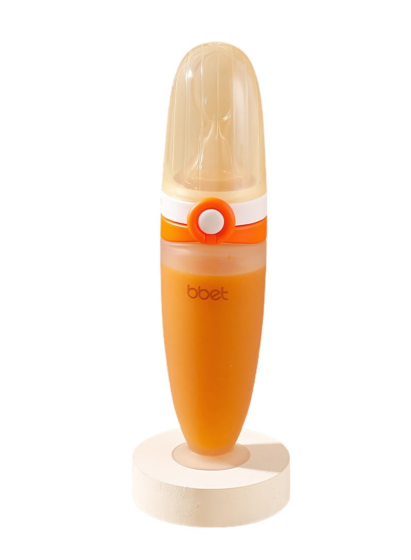Twisoo - Silicone Baby Food Feeder Bottle - Orange - 120 ml