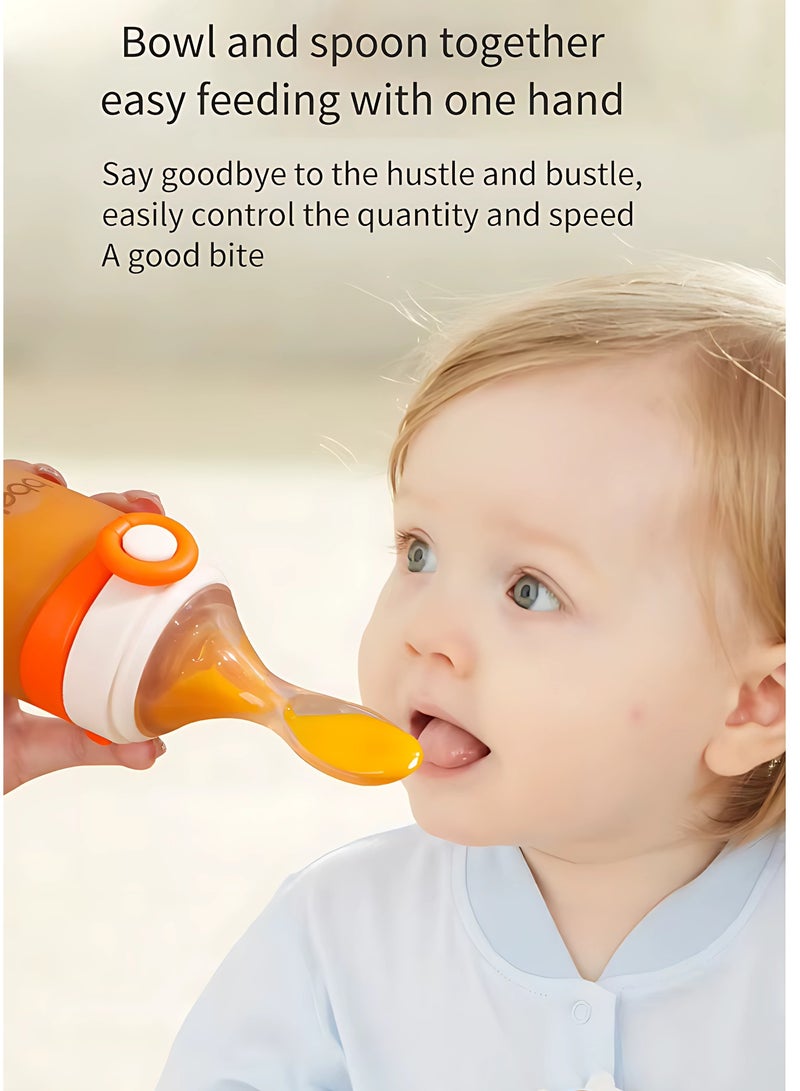 Twisoo - Silicone Baby Food Feeder Bottle - Orange - 120 ml