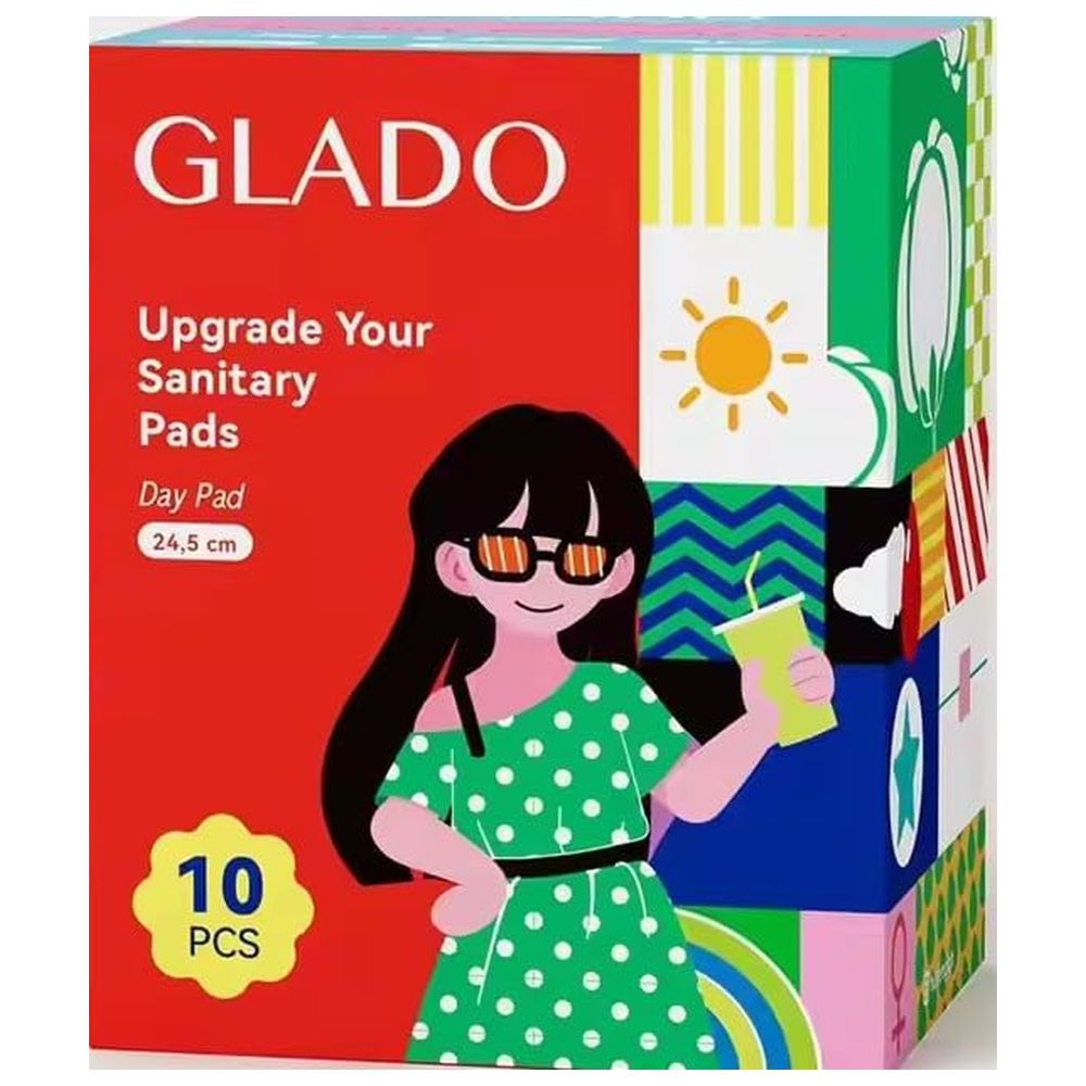 Glado - 100% Organic Cotton Sanitary Napkins - 24.5 cm - 10 Pcs