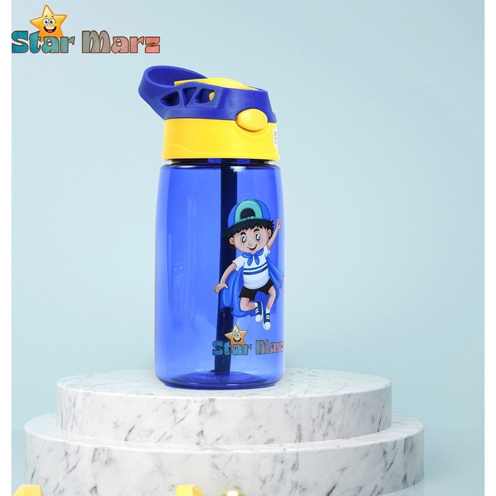 Starmarz - Boy's Anti-Leak Cartoon Design Sipper Water Bottle - Blue - 480 ml