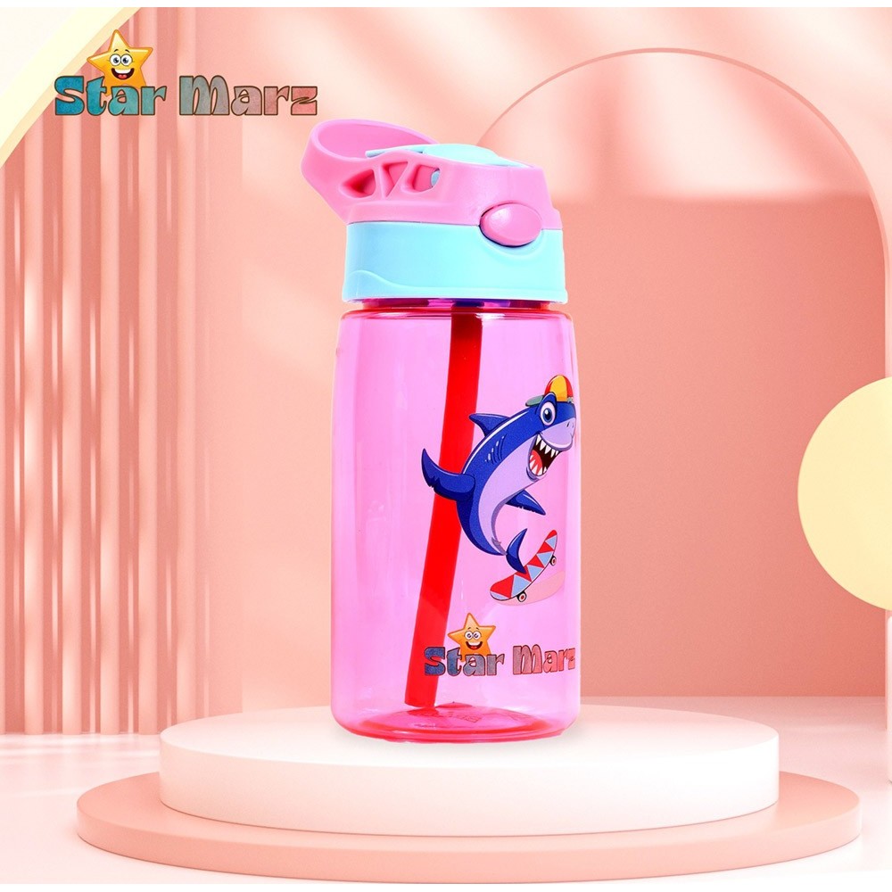 Starmarz - Girl's Anti-Leak Cartoon Design Sipper Water Bottle - Pink - 480 ml