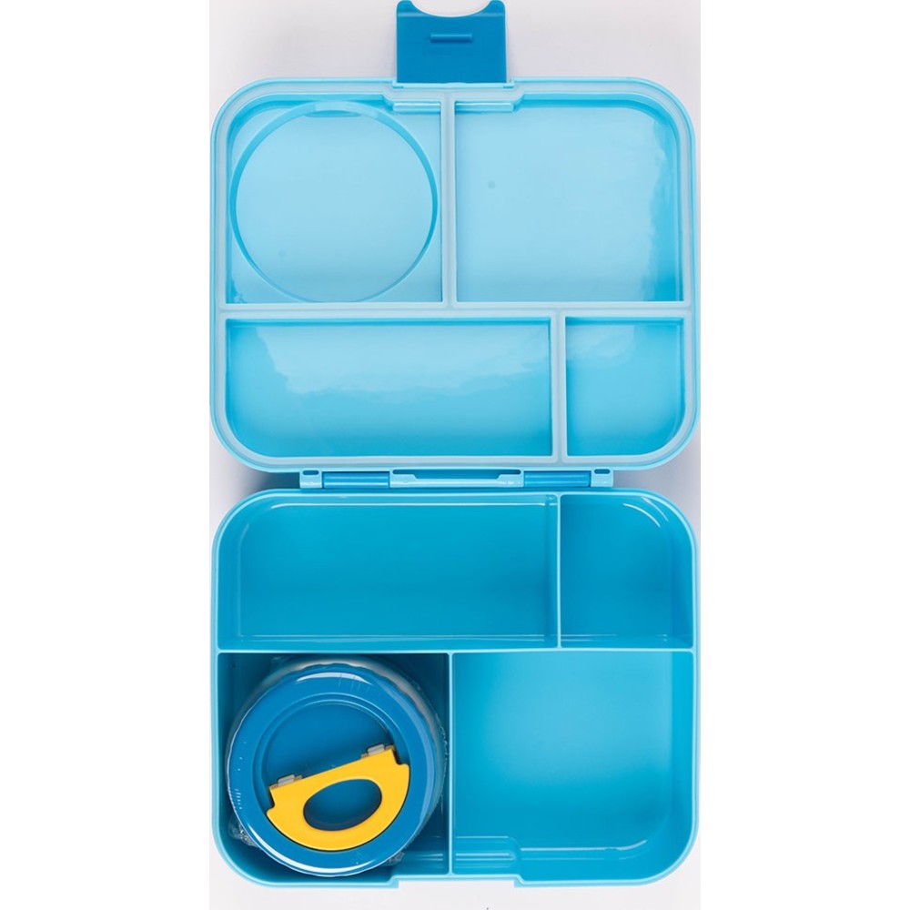 Cocobee - 4-Compartment Dino Tritan Bento Lunch Box With Food Jar - Blue - 1.67 L