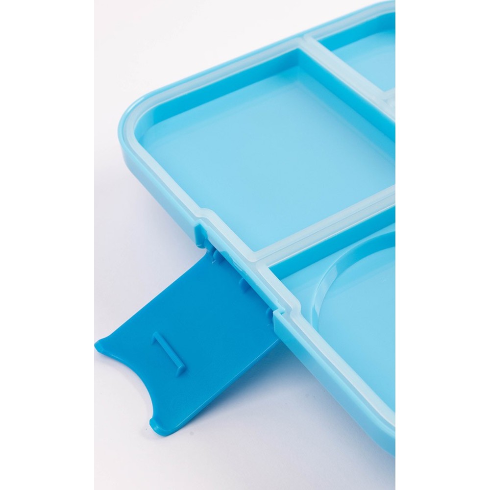 Cocobee - 4-Compartment Dino Tritan Bento Lunch Box With Food Jar - Blue - 1.67 L