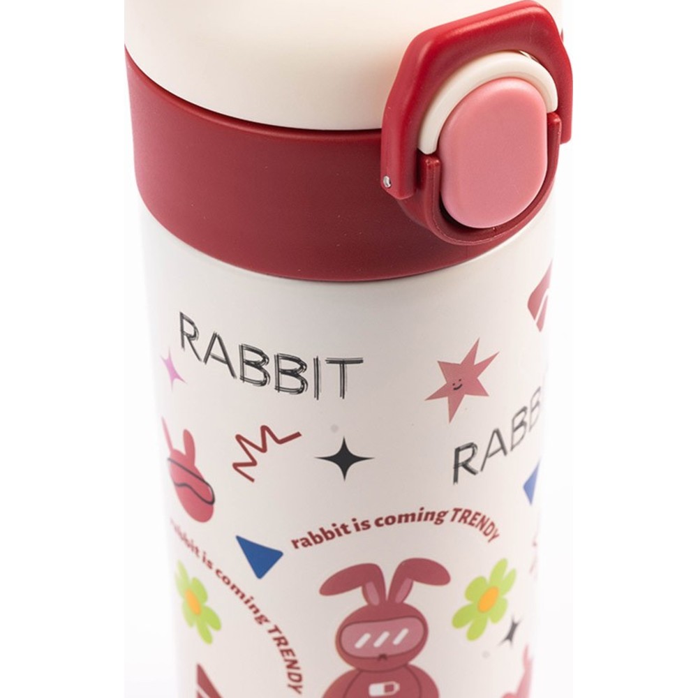 Cocobee - Kids Rabbit Insulated Stainless Steel Water Bottle - Red - 500 ml