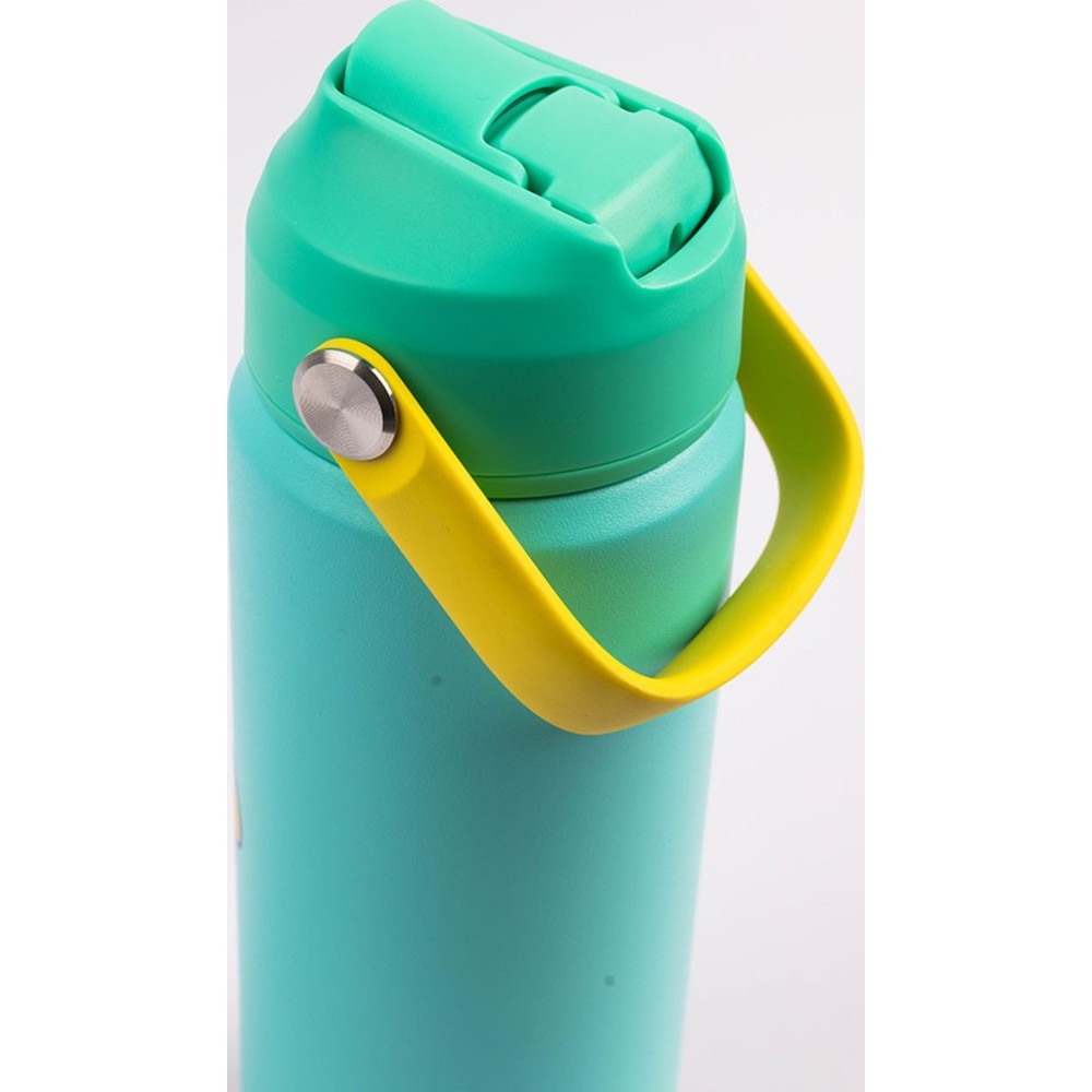 Cocobee - Kids Insulated Stainless Steel Water Bottle With Handle Grip - Green - 500 ml