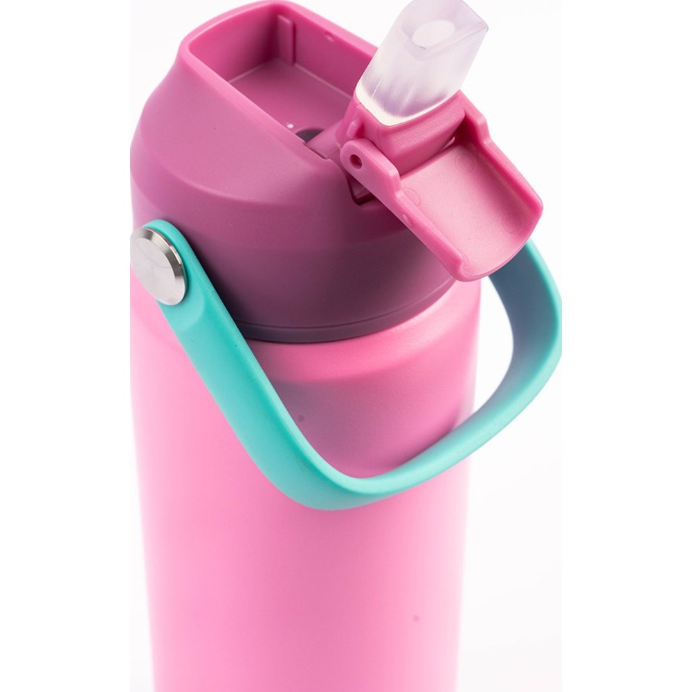 Cocobee - Girl's Dolphin Insulated Stainless Steel Water Bottle With Handle Grip - Pink - 500 ml