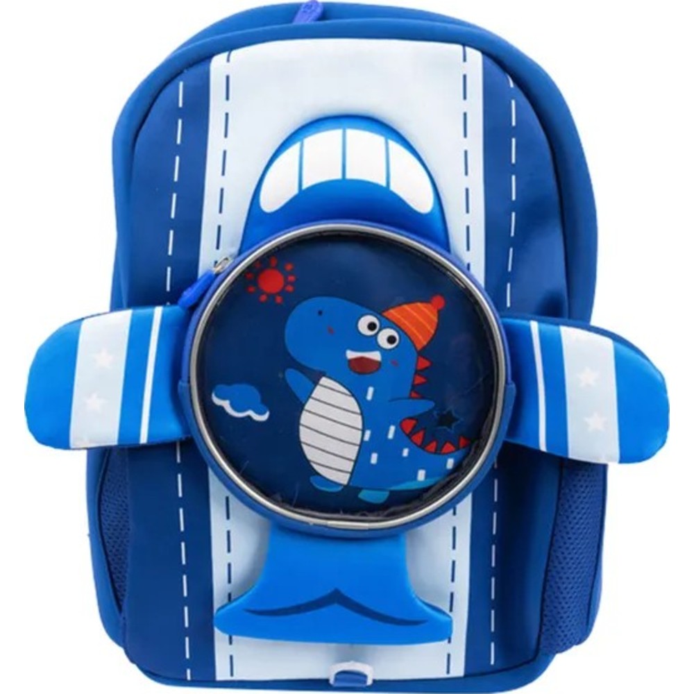 Cocobee - Aeroplane Style Dinosaur Printed Backpack - Blue - 16.5-Inch
