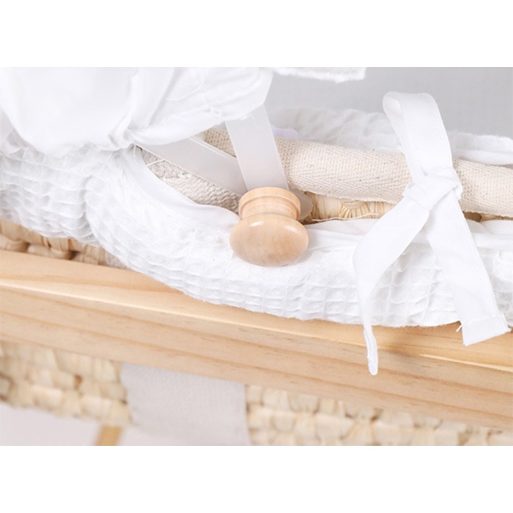 Kikibebe - Wooden Moses Basket With Stand And Wheel - Wood