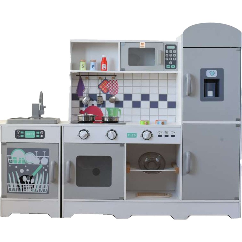 مجموعة ألعاب مطبخ خشبي من كيكيببي - أبيض