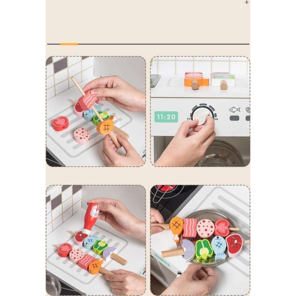 مجموعة ألعاب مطبخ خشبي من كيكيببي - أبيض