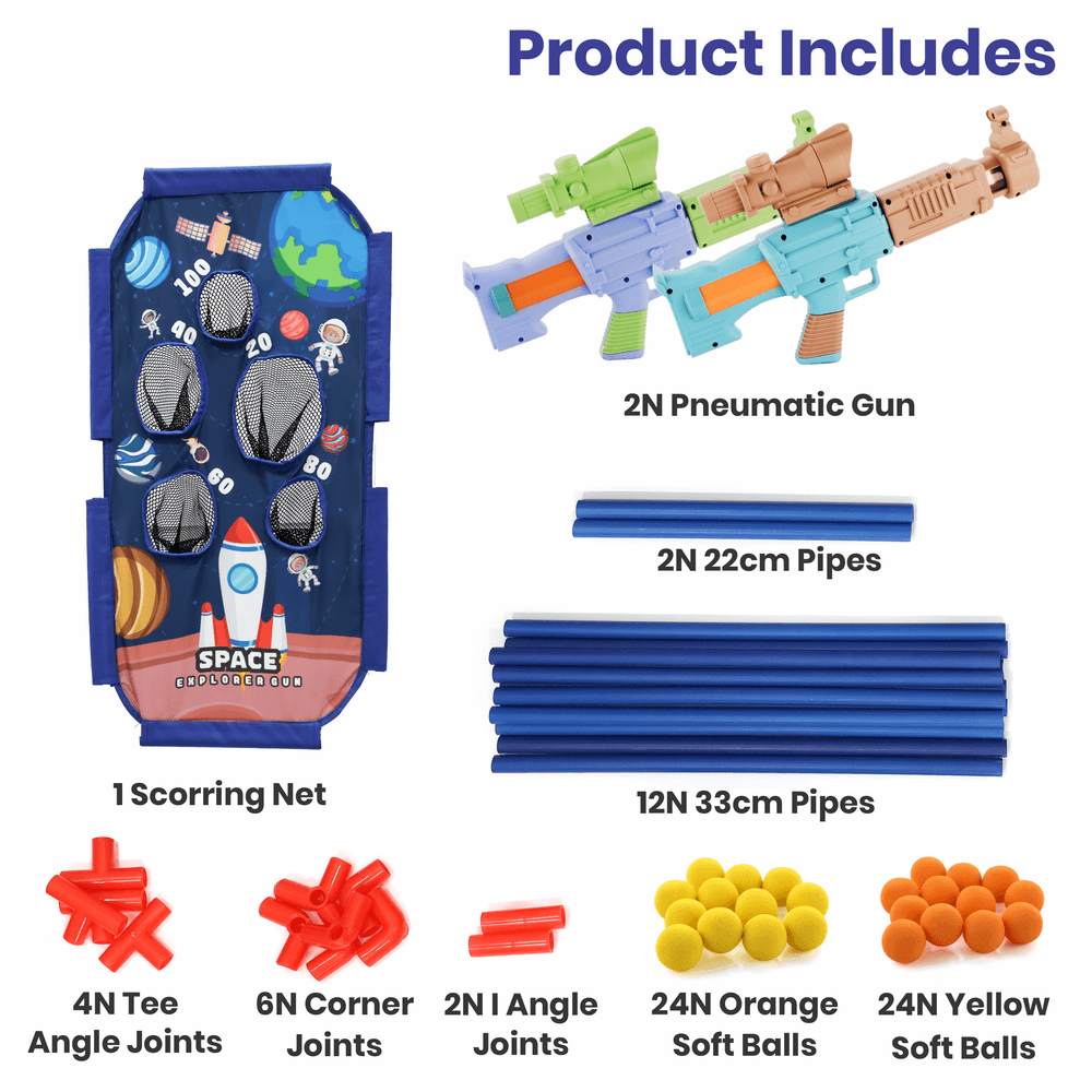 Chanak - Space Explorer Gun Toy Set - Pack Of 2 - 77 Pcs