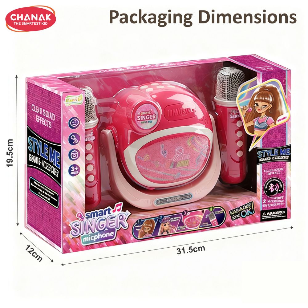 Chanak - Smart Singer Karaoke Machine Set - Pink