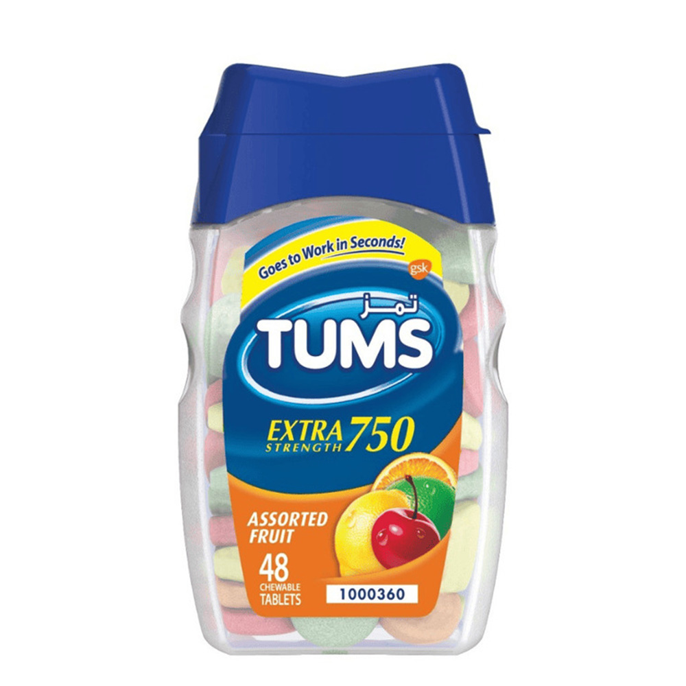 Tums - Extra Strength 750 - Assorted Fruit Flavour - 48 Chewable Tablets