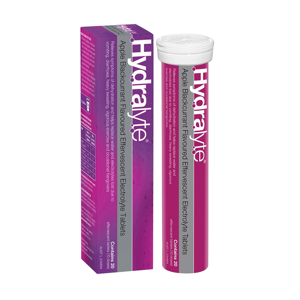 Hydralyte - Apple Blackcurrant Electrolyte - 20 Effervescent Tablets