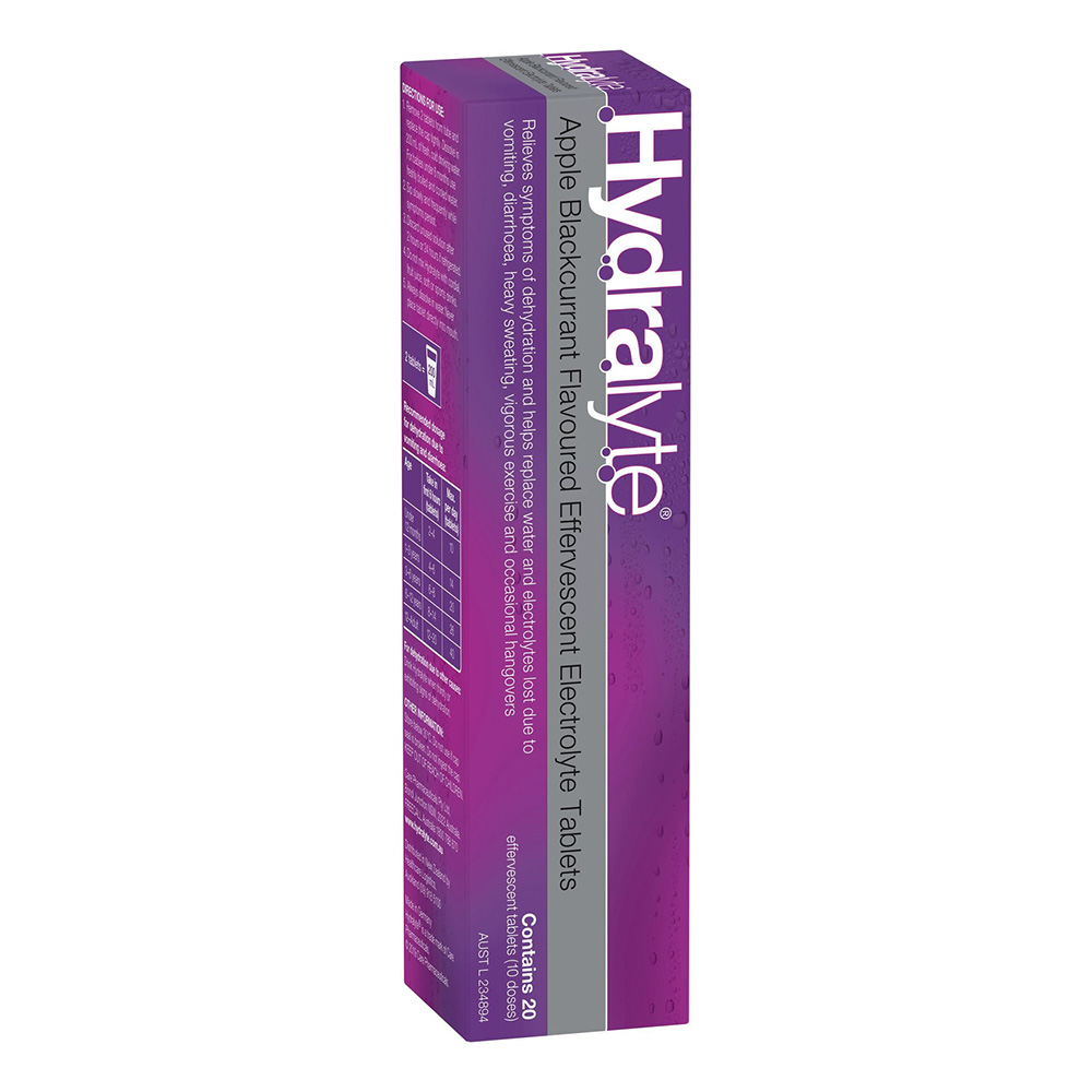 Hydralyte - Apple Blackcurrant Electrolyte - 20 Effervescent Tablets