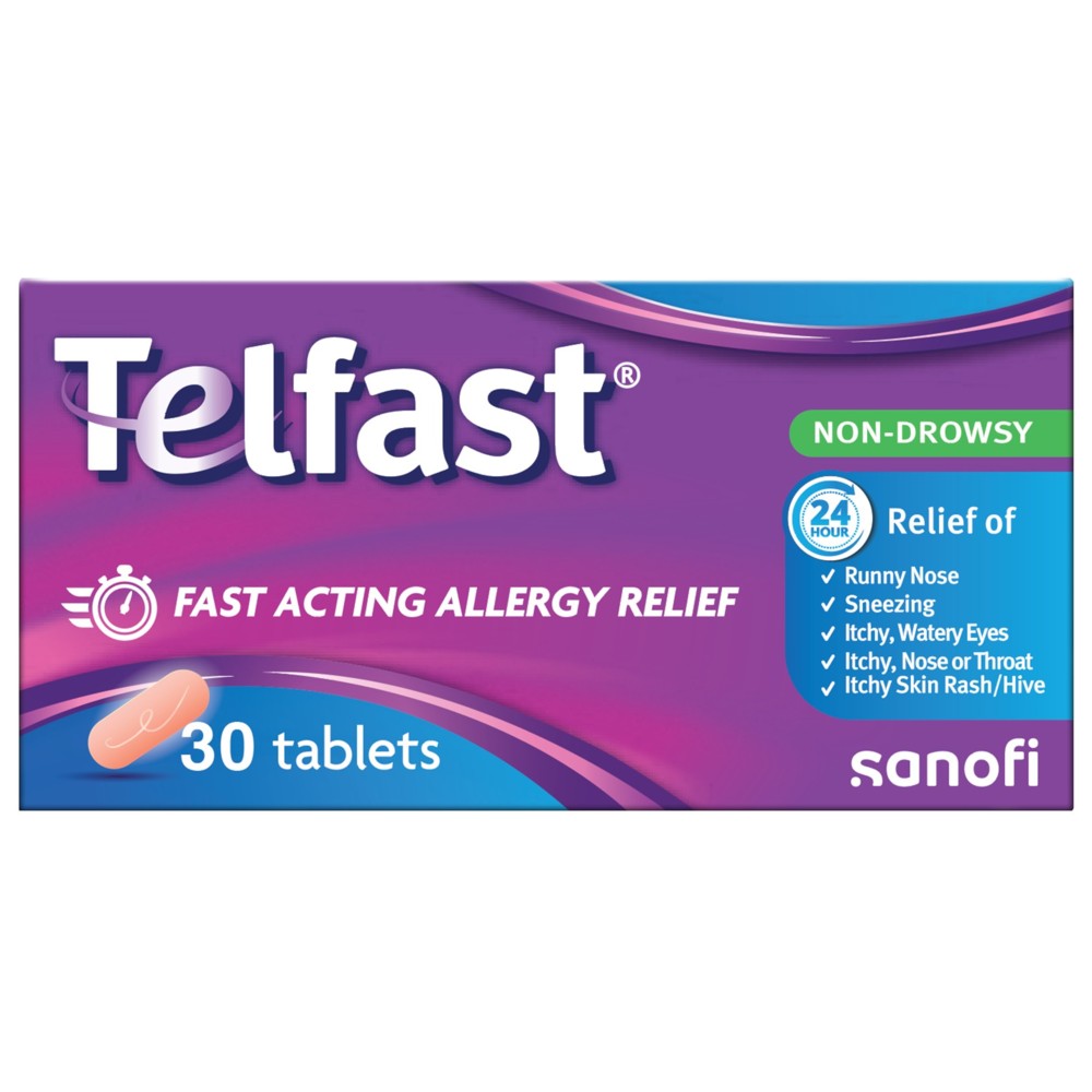 Telfast 180 mg Fast-Acting Allergy Relief - 30 Tablets